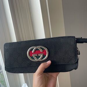 Gucci Black Clutch with Silver Accents